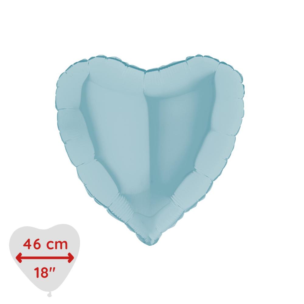 Folieballong - Hjärta Pastellblått 46 cm