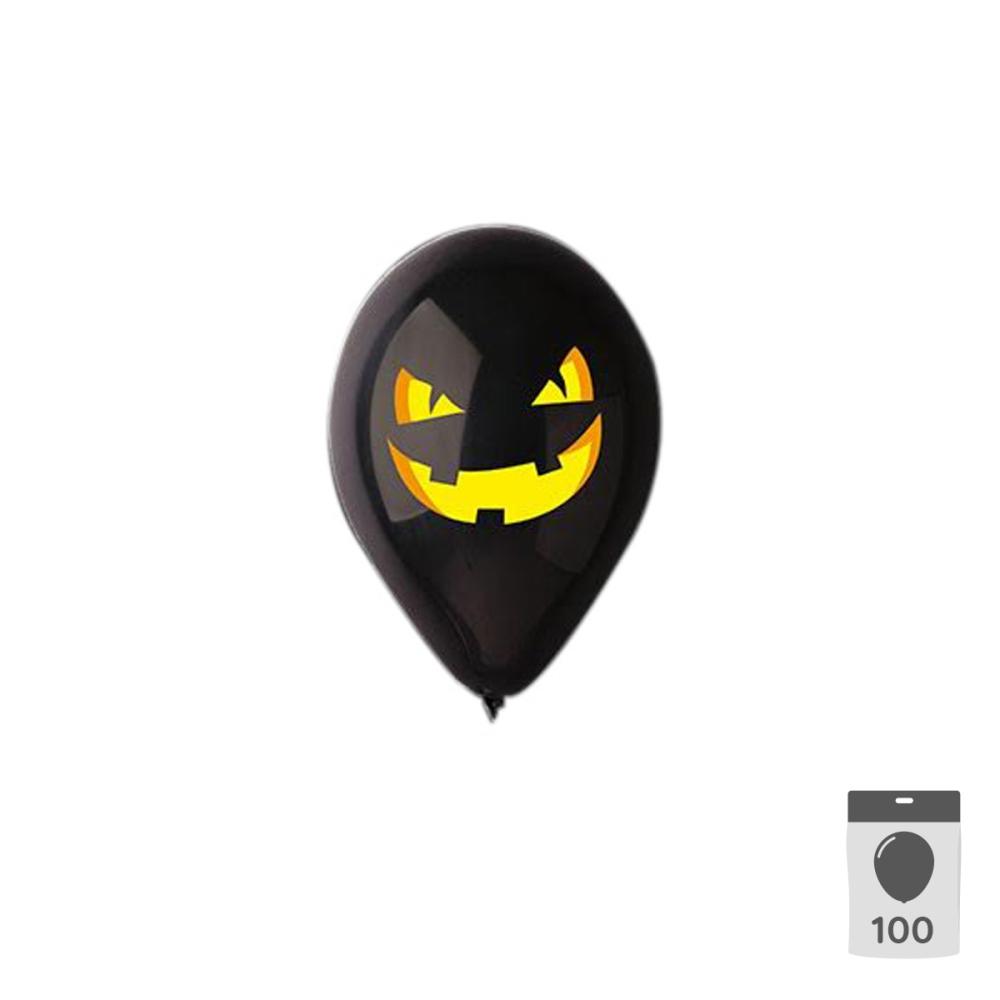 Latexballonger - Halloween-pumpa Svart 100-pack