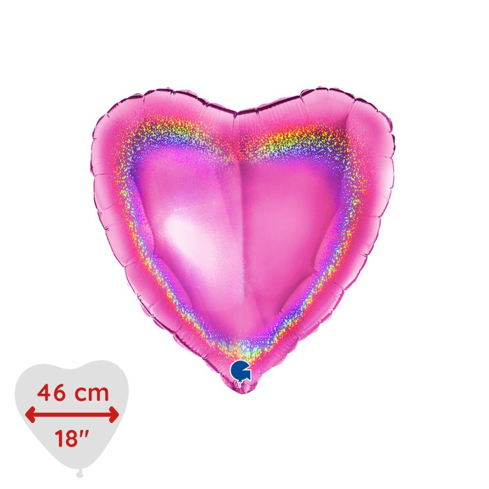 Folieballong - Hjärta Glitter Rosa 46 cm