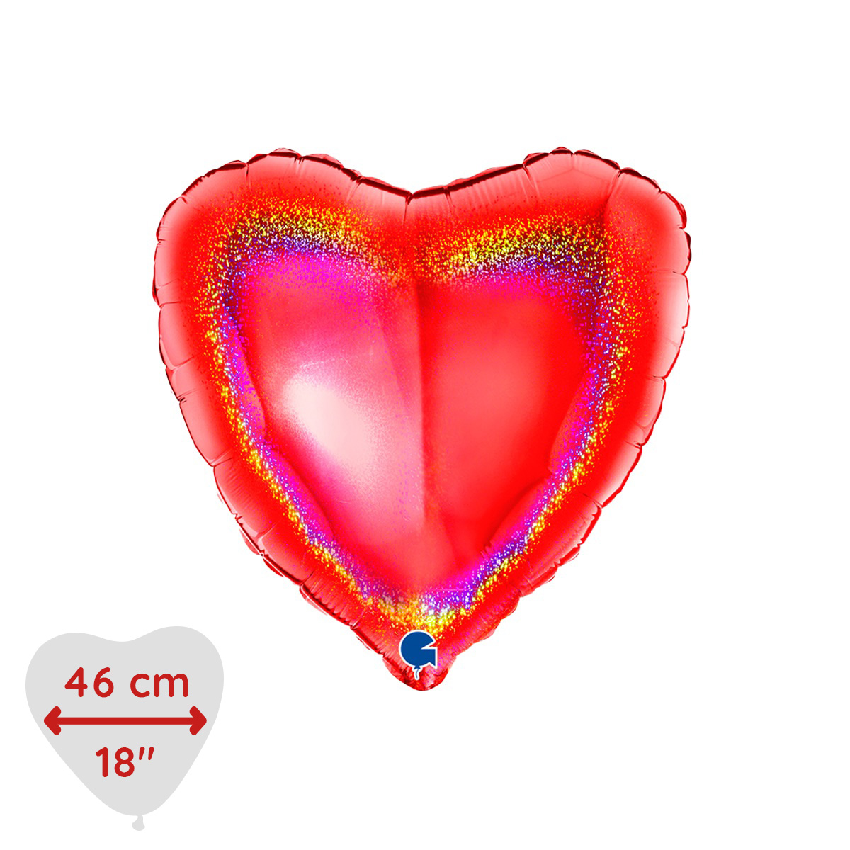 Folieballong - Hjärta Glitter Rött 46 cm