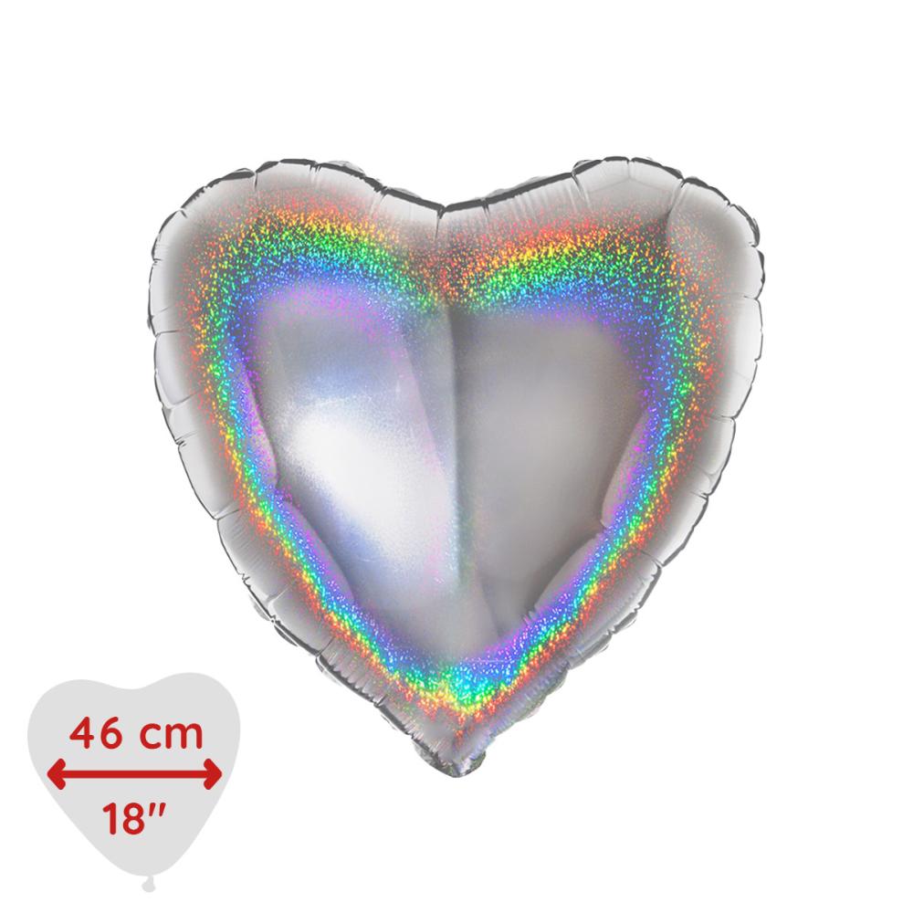 Folieballong - Hjärta Glitter Silver 46 cm