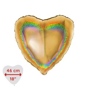 Folieballong - Hjärta Glitter Guld 46 cm