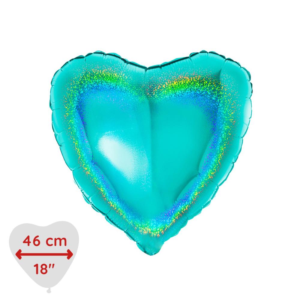 Folieballong - Hjärta Glitter Tiffany 46 cm