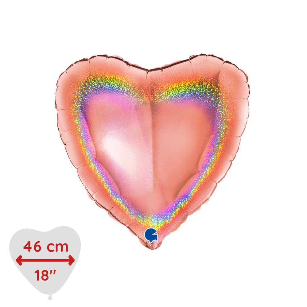Folieballong - Hjärta Glitter Rose Gold 46 cm