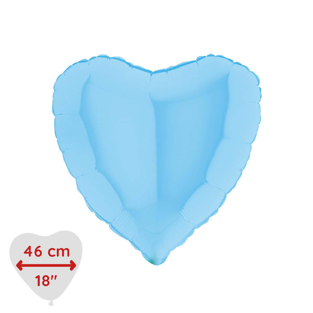 Folieballong - Hjärta Pastellblått Matte 46 cm