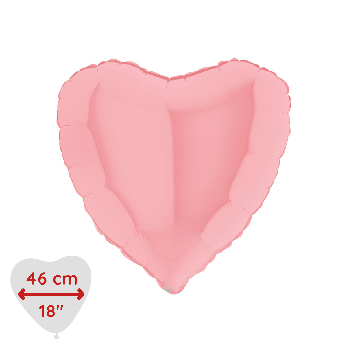 Folieballong - Hjärta Pastellrosa Matte 46 cm