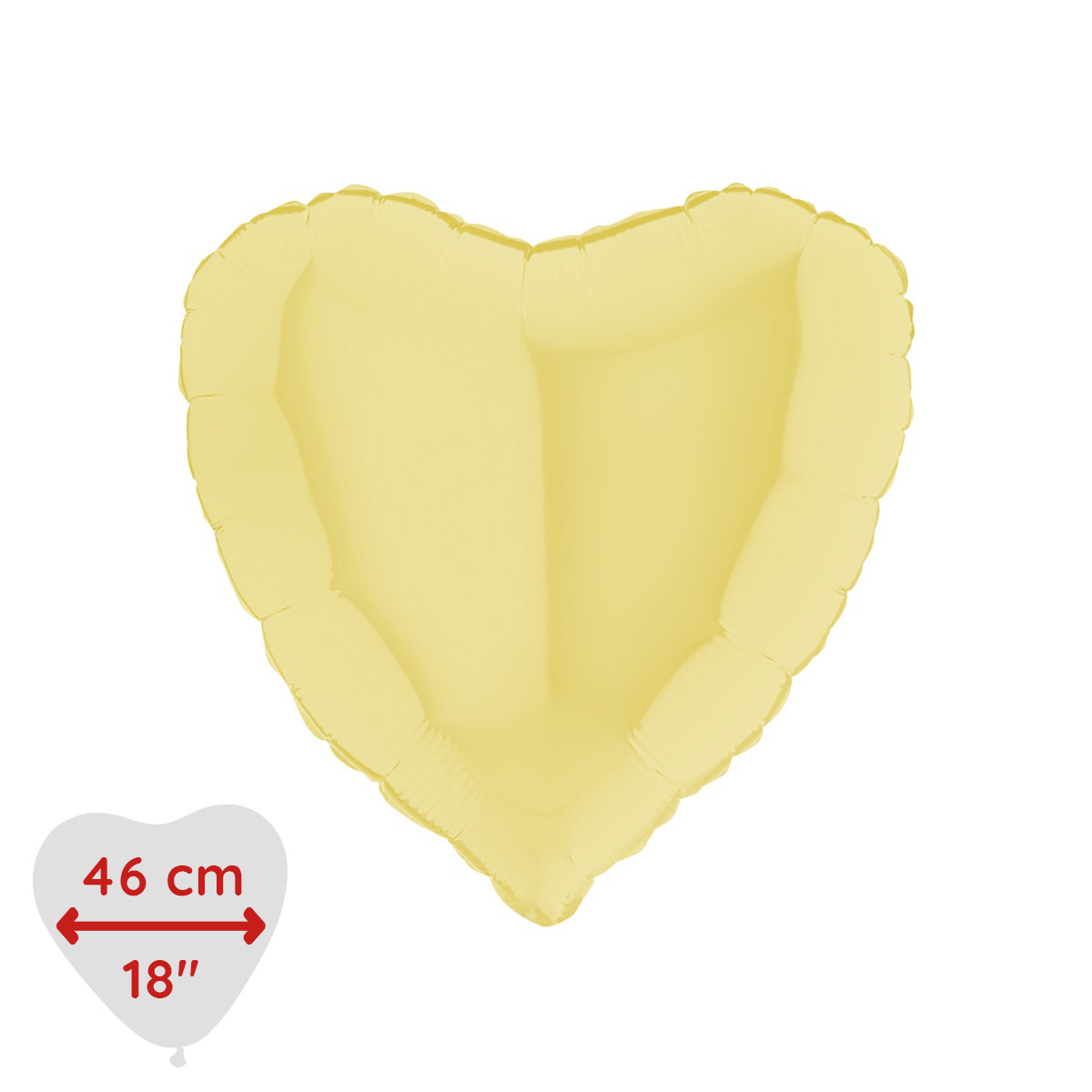 Folieballong - Hjärta Pastellgult Matte 46 cm