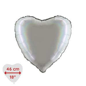 Folieballong - Hjärta 46 cm Rainbow Holographic Platinum Pure