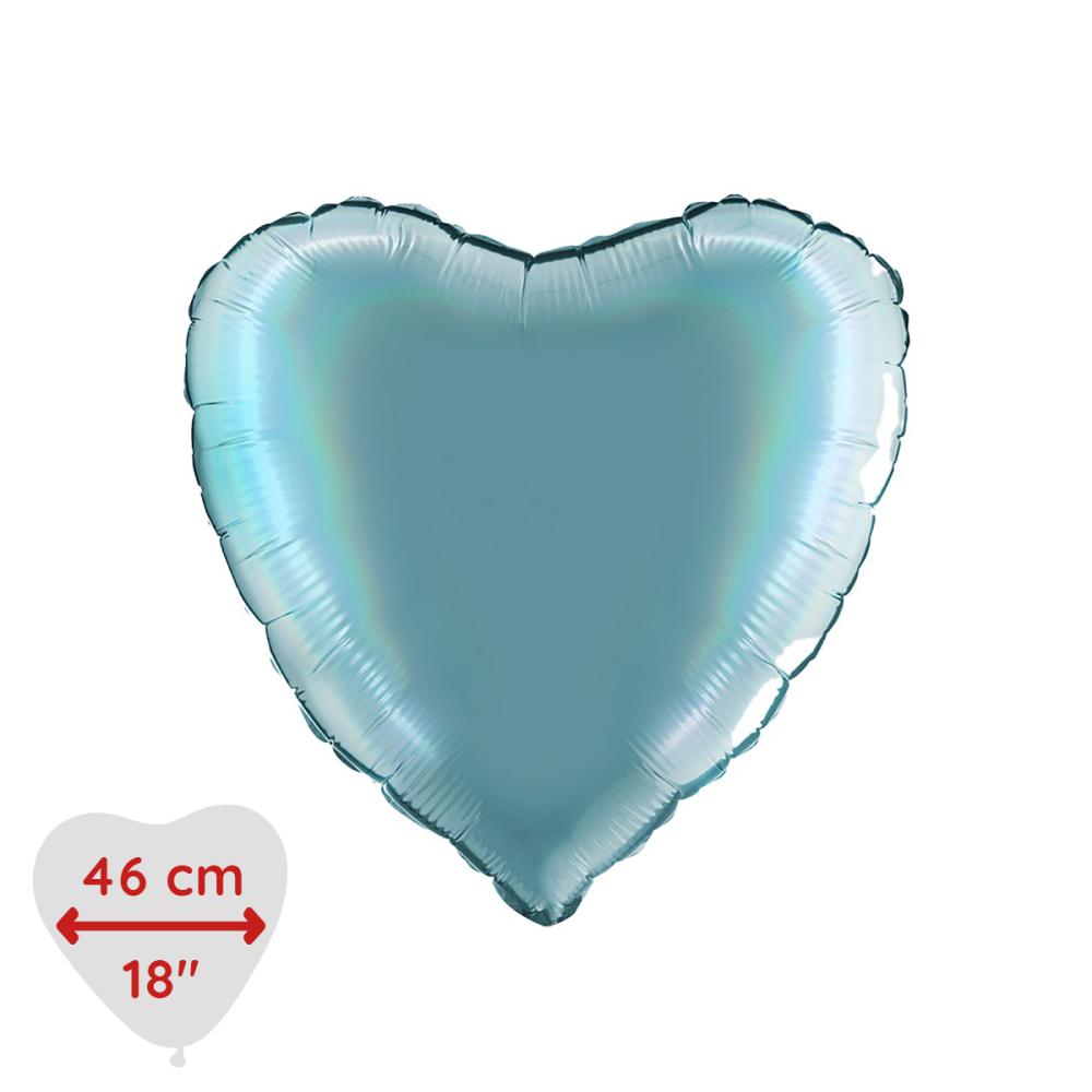 Folieballong - Hjärta 46 cm Rainbow Holographic Platinum Tenerife Sea