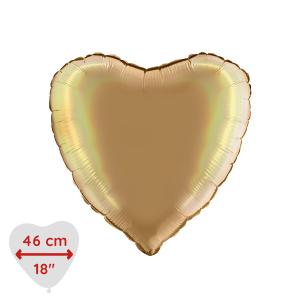 Folieballong - Hjärta 46 cm Rainbow Holographic Platinum Champagne