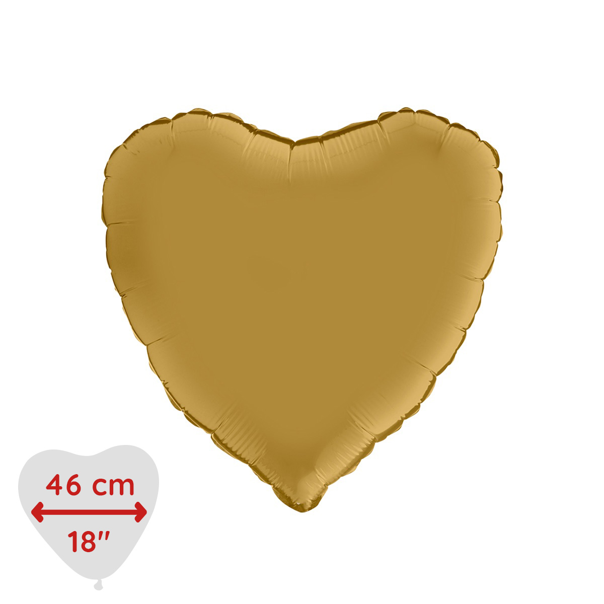 Folieballong - Hjärta Satin Gold 46 cm