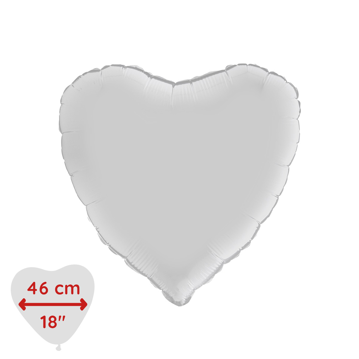 Folieballong - Hjärta Satin White 46 cm