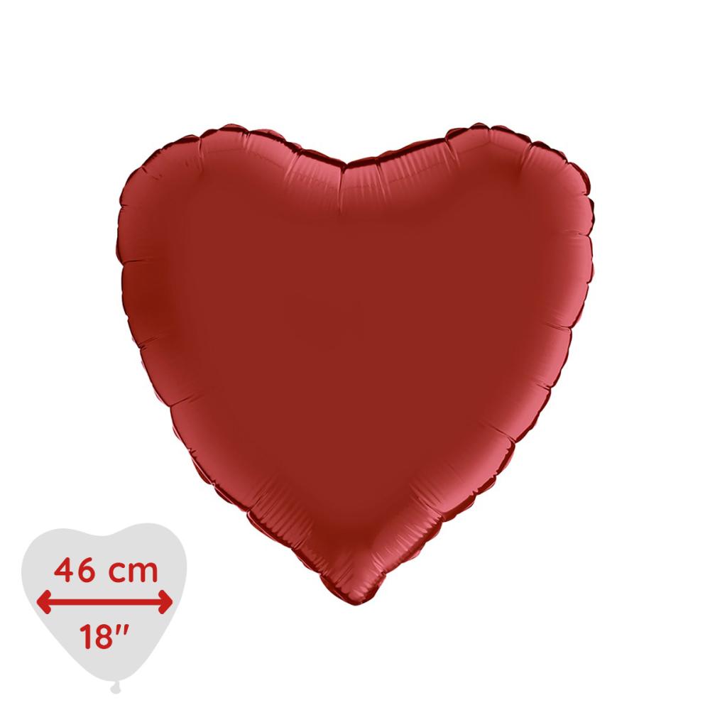 Folieballong - Hjärta Satin Rubin Red 46 cm
