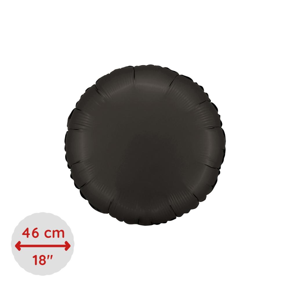 Folieballong - Rund Satin Fume Black 46 cm