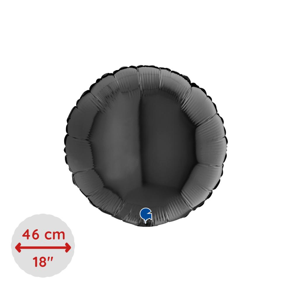 Folieballong - Rund Svart 46 cm