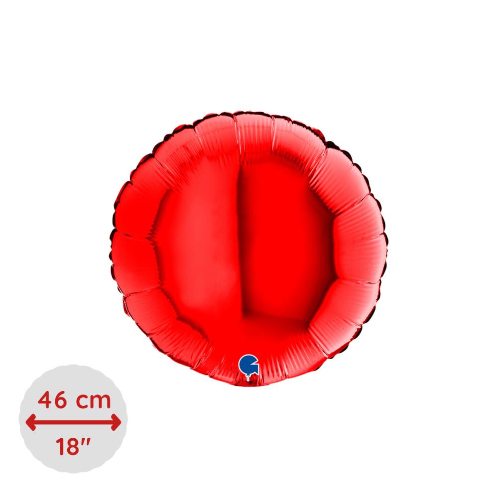 Folieballong - Rund Röd 46 cm