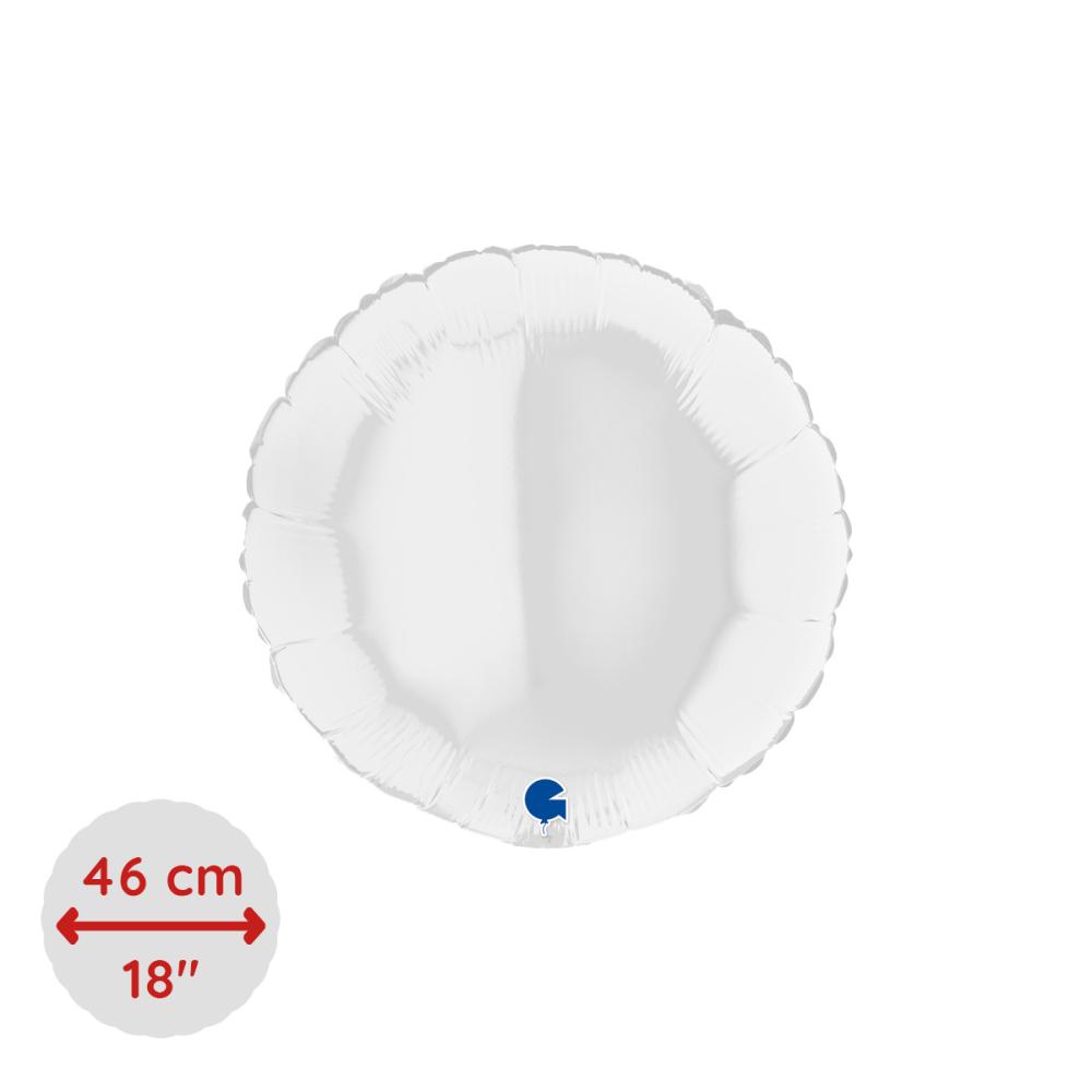 Folieballong - Rund Vit 46 cm