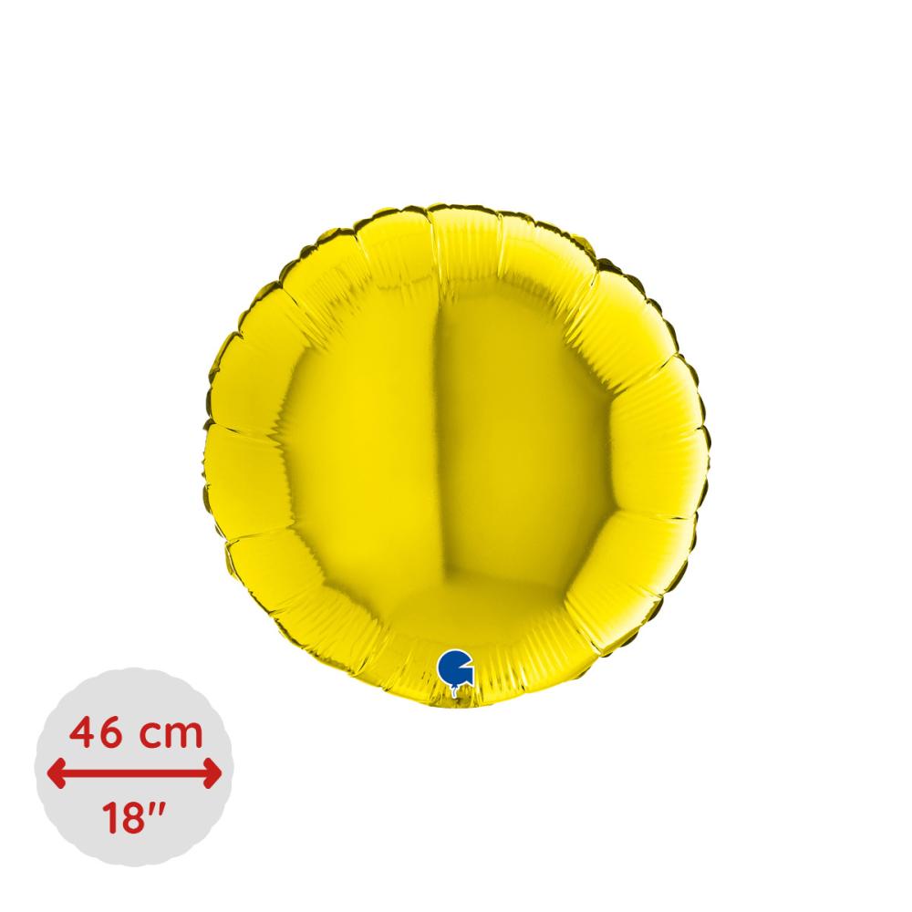 Folieballong - Rund Metallic Gul 46 cm