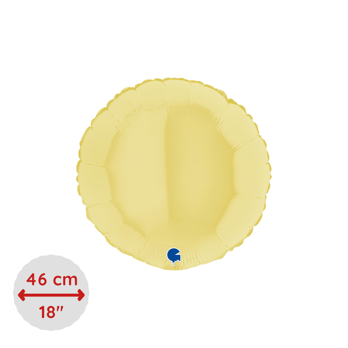 Folieballong - Rund Pastellgul Matte 46 cm