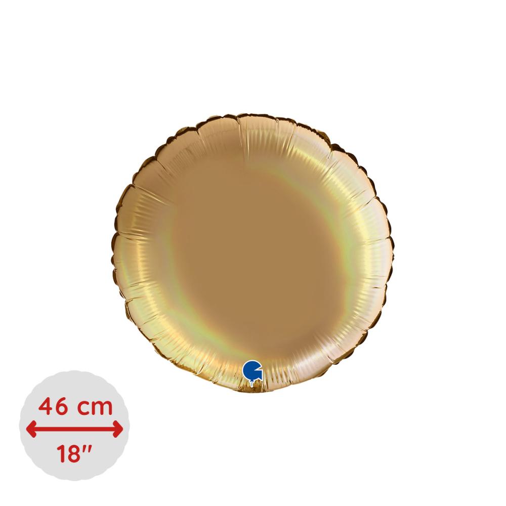 Folieballong - Rund 46 cm Rainbow Holographic Platinum Champagne
