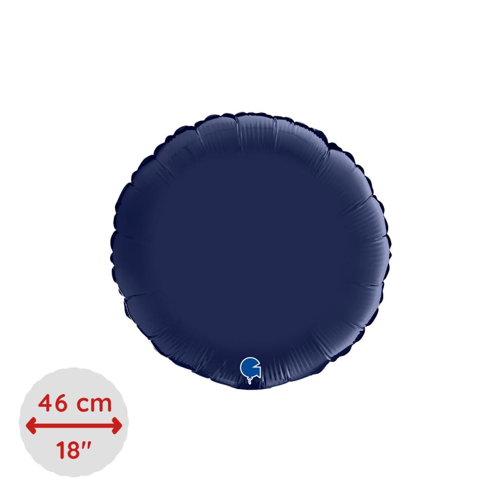 Folieballong - Rund Satin Blue Navy 46 cm
