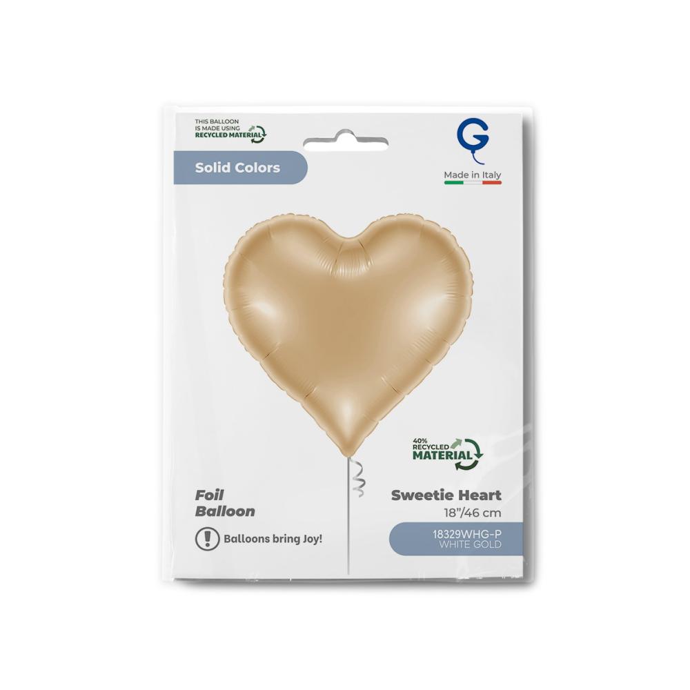 Folieballong - Sweetie Heart White Gold 46 cm