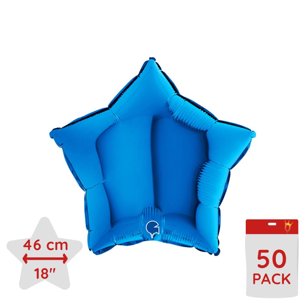 Folieballong - Stjärna Blå 46 cm - Bulk 50-pack