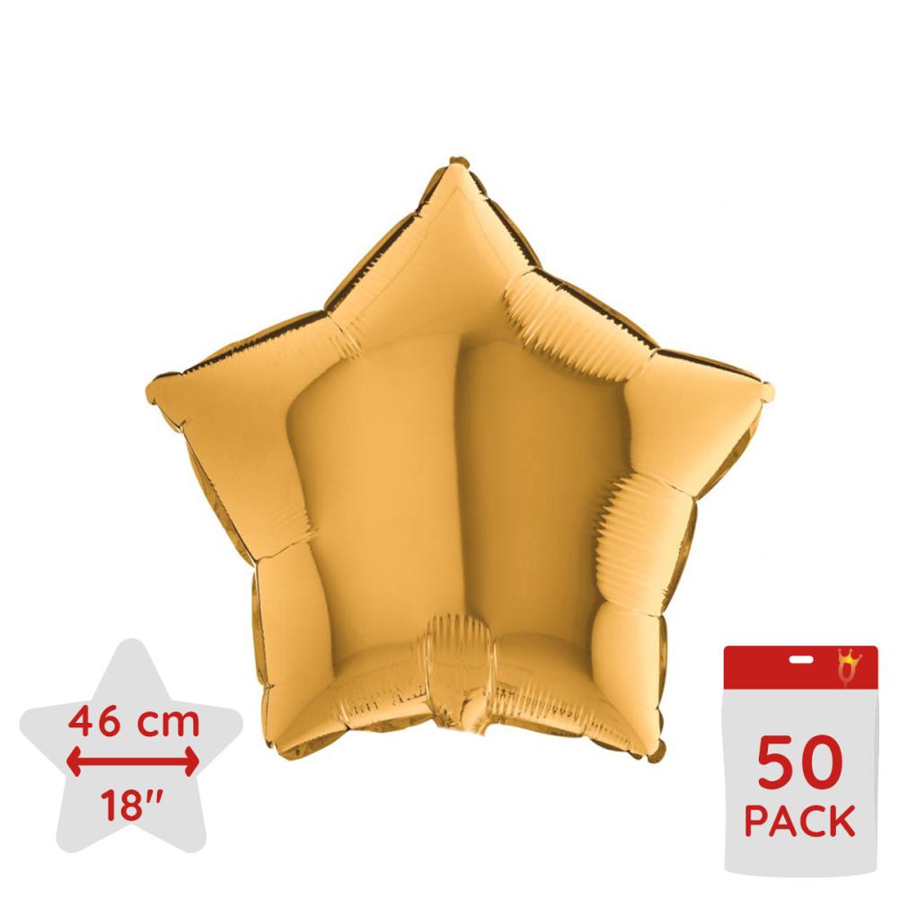 Folieballong - Stjärna Guld 46 cm - Bulk 50-pack