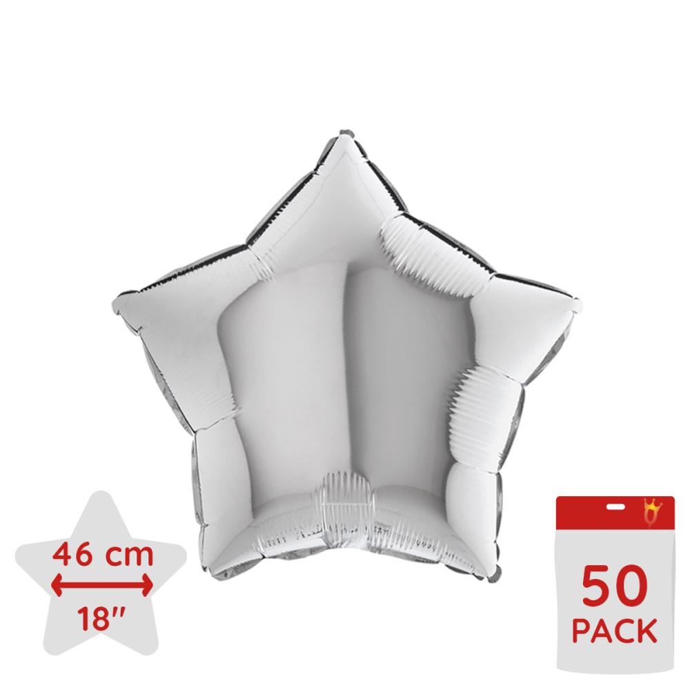 Folieballonger - Stjärna Silver 46 cm - BULK 50-pack