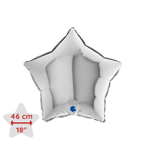 Folieballong - Stjärna Silver 45 cm - BULK