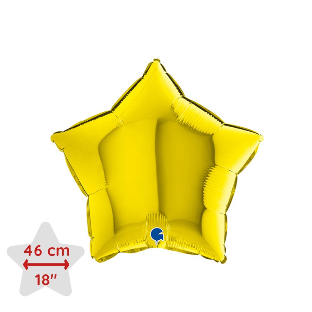 Folieballong - Stjärna Metallic Gul 46 cm