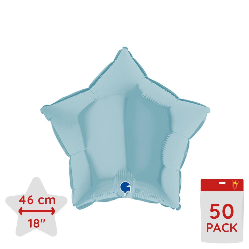 Folieballonger - Stjärna Pastellblå 46 cm - BULK 100-pack