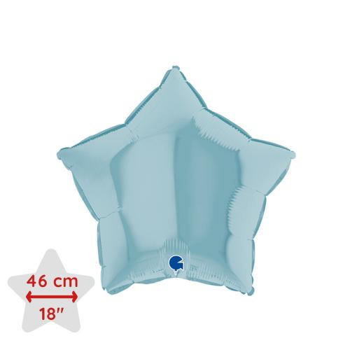 Folieballong - Stjärna Pastellblå 45 cm - BULK
