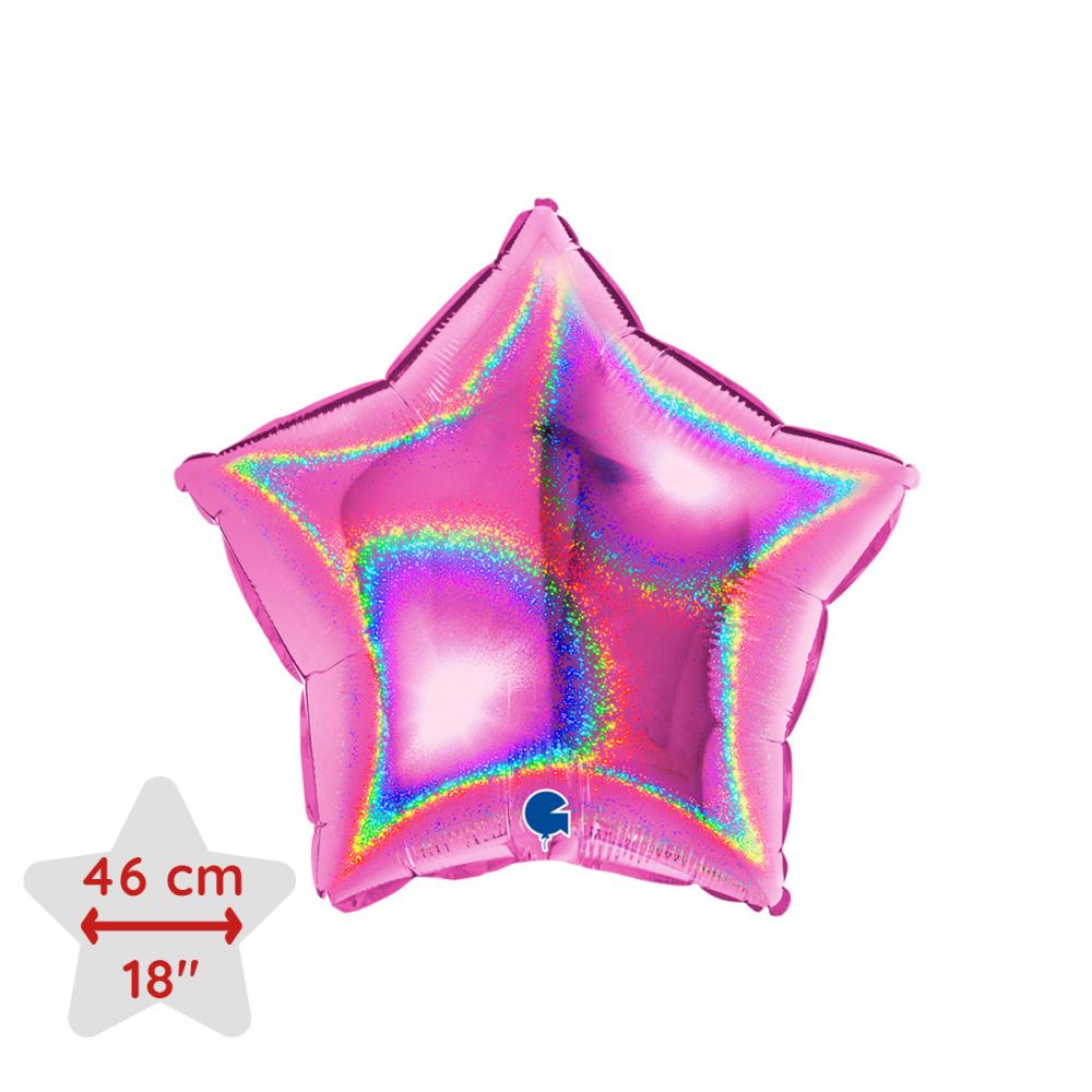 Folieballong - Stjärna Glitter Rosa 46 cm