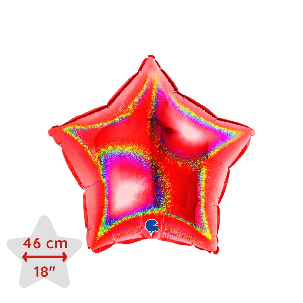 Folieballong - Stjärna Glitter Röd 46 cm