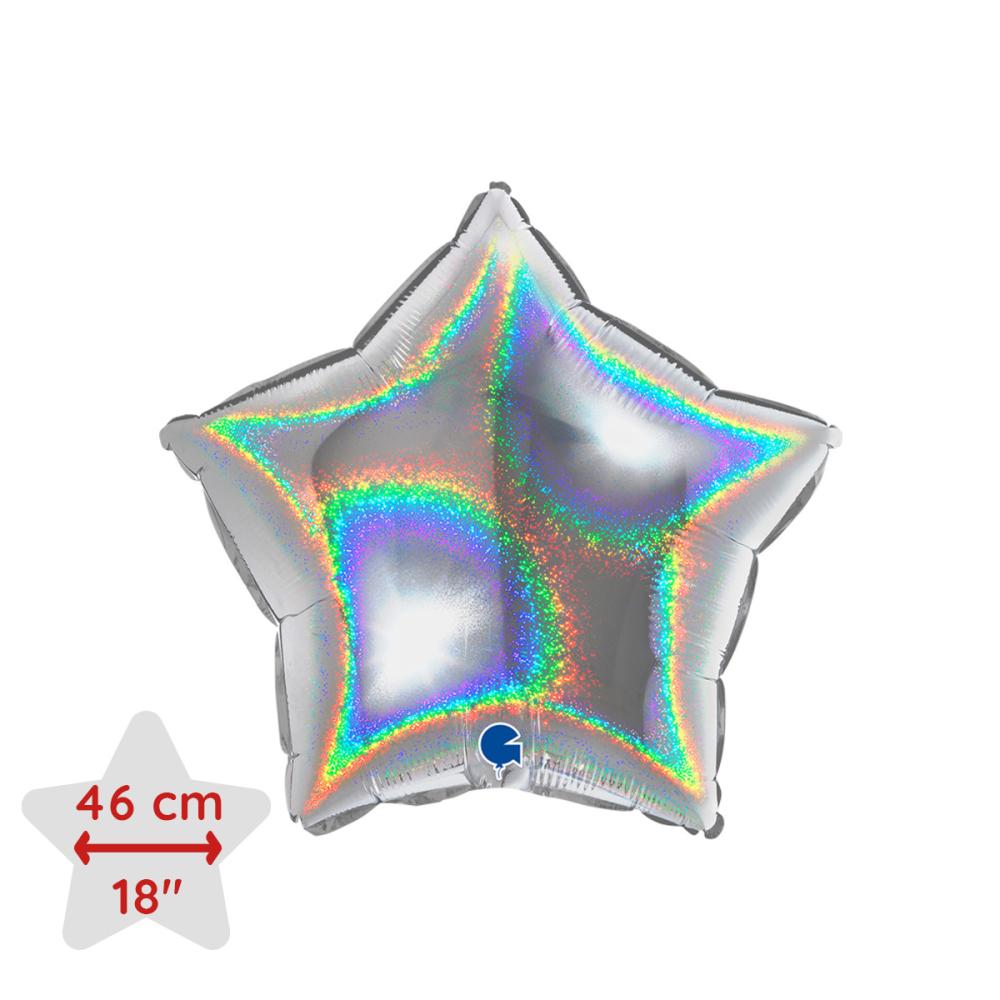 Folieballong - Stjärna Glitter Silver 46 cm