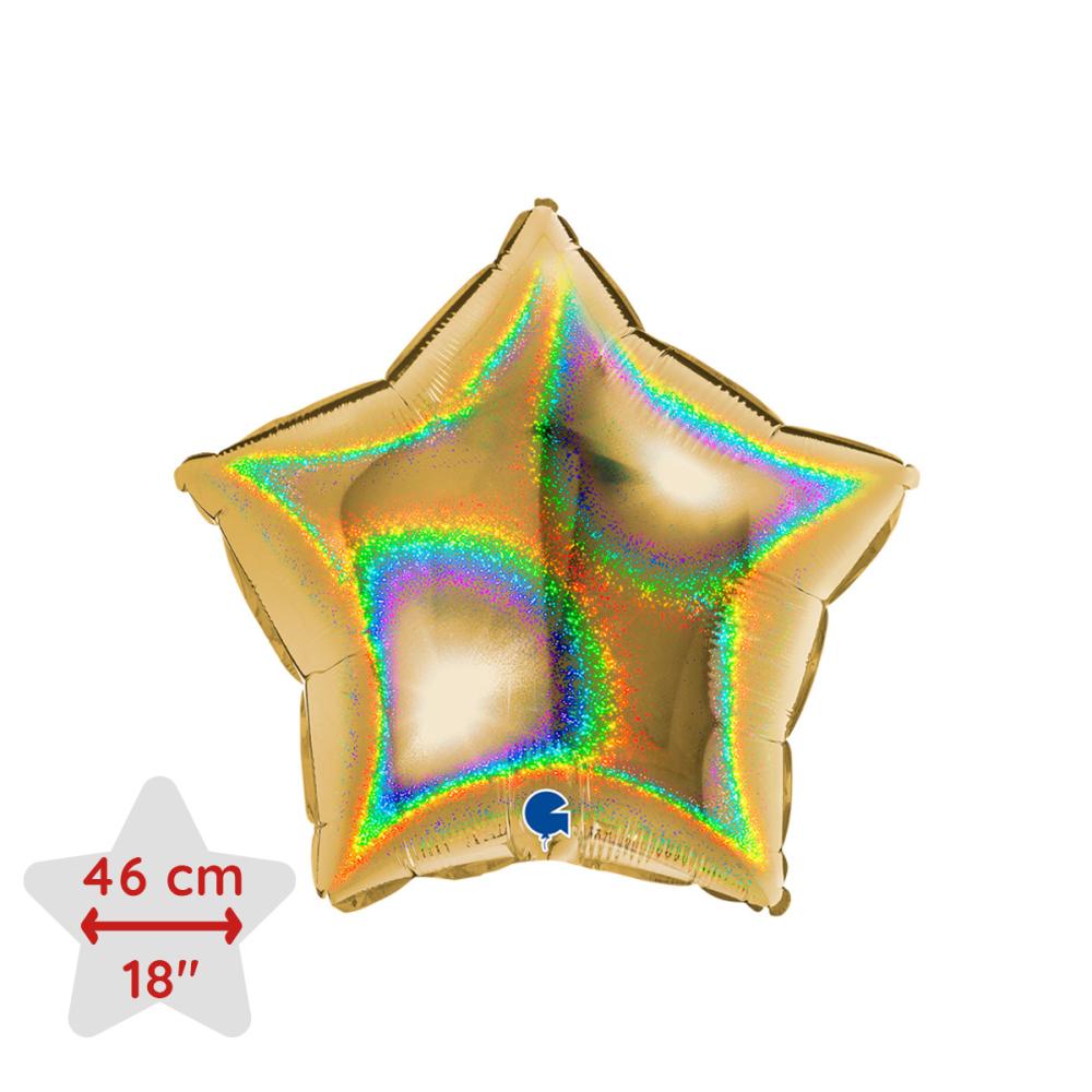 Folieballong - Stjärna Glitter Gold 46 cm