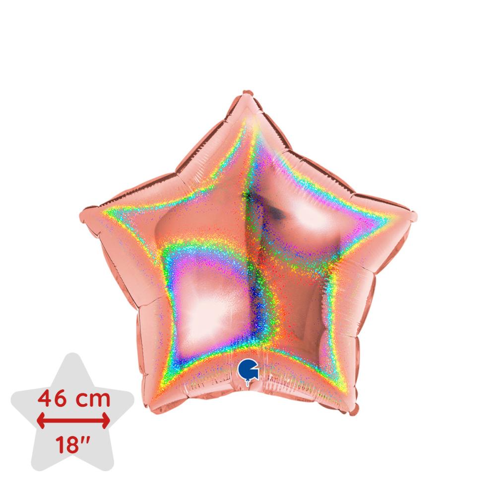 Folieballong - Stjärna Glitter Rose Gold 46 cm
