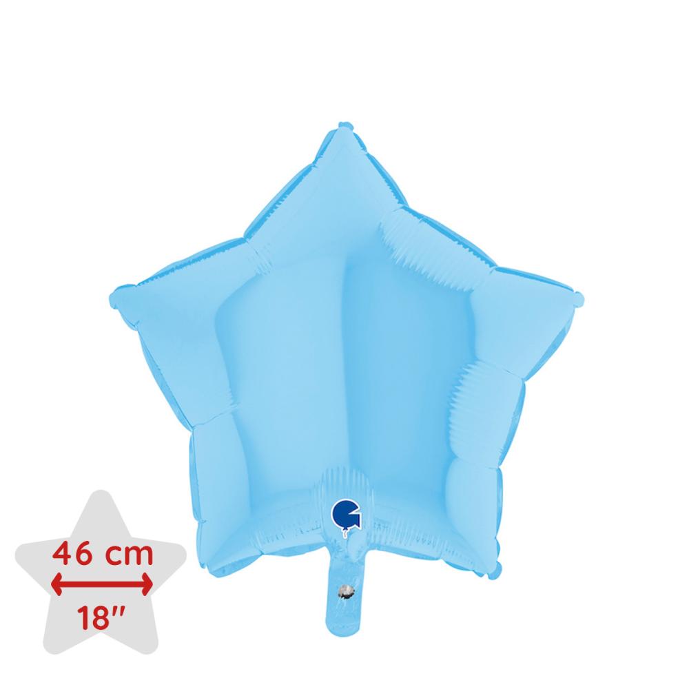 Folieballong - Stjärna Pastellblå Matte 46 cm