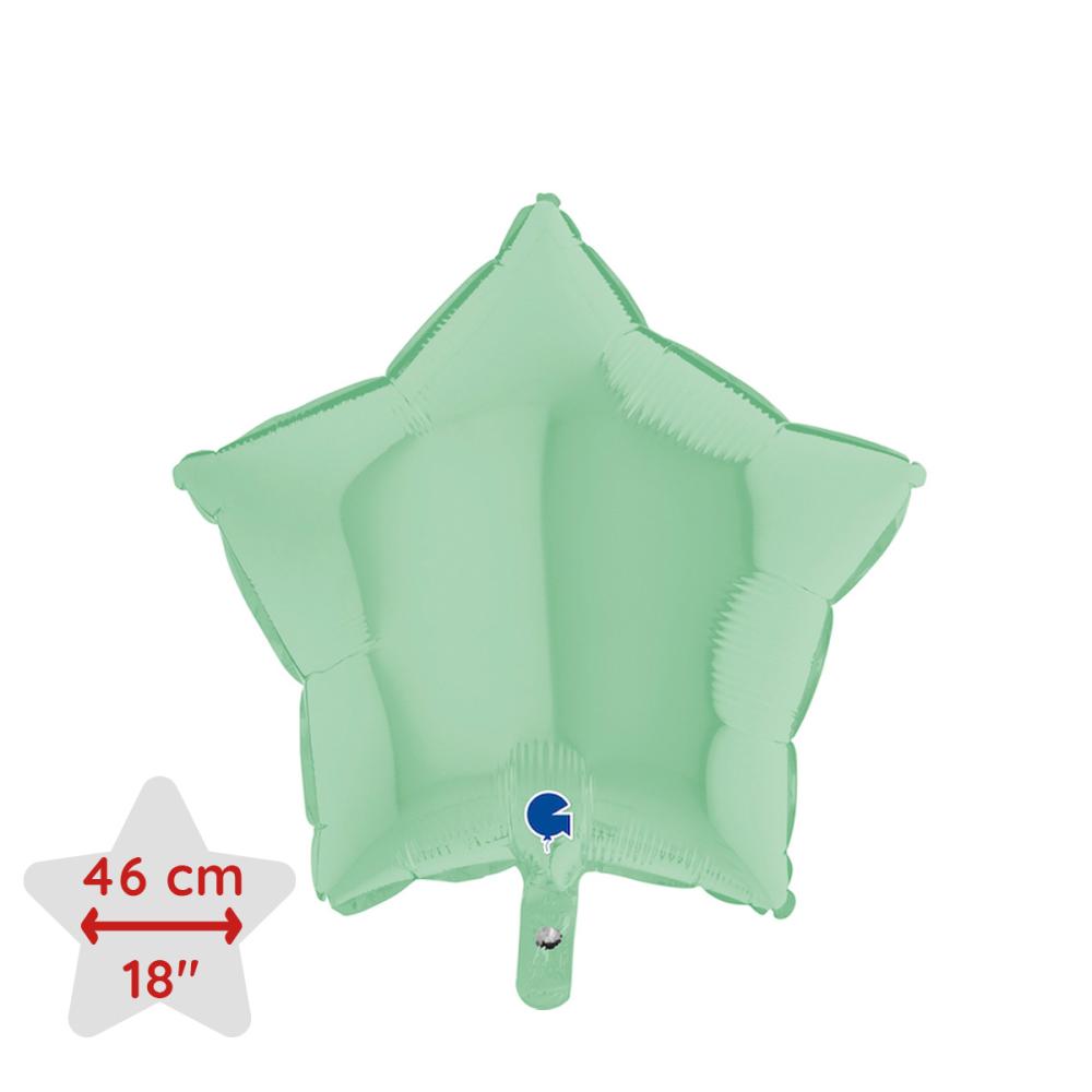 Folieballong - Stjärna Pastellgrön Matte 46 cm