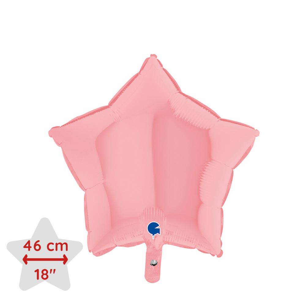 Folieballong - Stjärna Pastellrosa Matte 46 cm