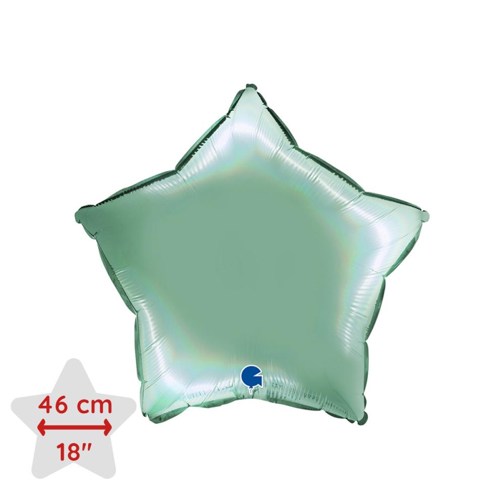 Folieballong - Stjärna 46 cm Rainbow Holographic Platinum Tiffany