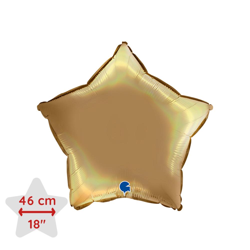 Folieballong - Stjärna 46 cm Rainbow Holographic Platinum Champagne