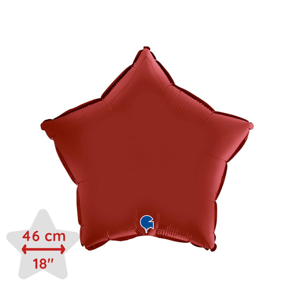 Folieballong - Stjärna Satin Rubin Red 46 cm