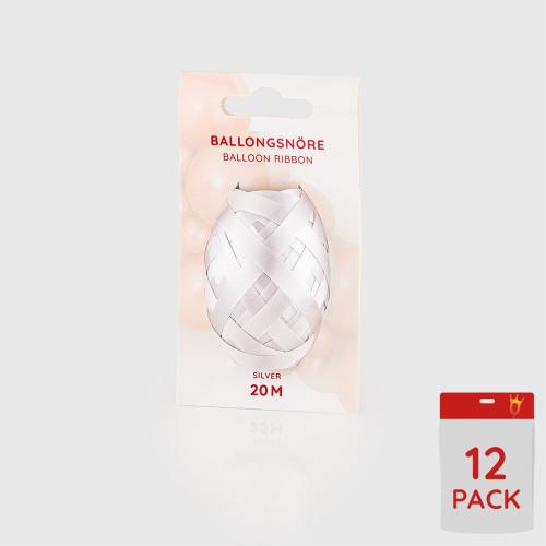 Ballongsnören - Silver 20m - 12-pack