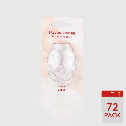 Ballongsnören - Silver 20m - 72-pack