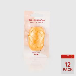 Ballongsnören - Guld 20m - 12-pack