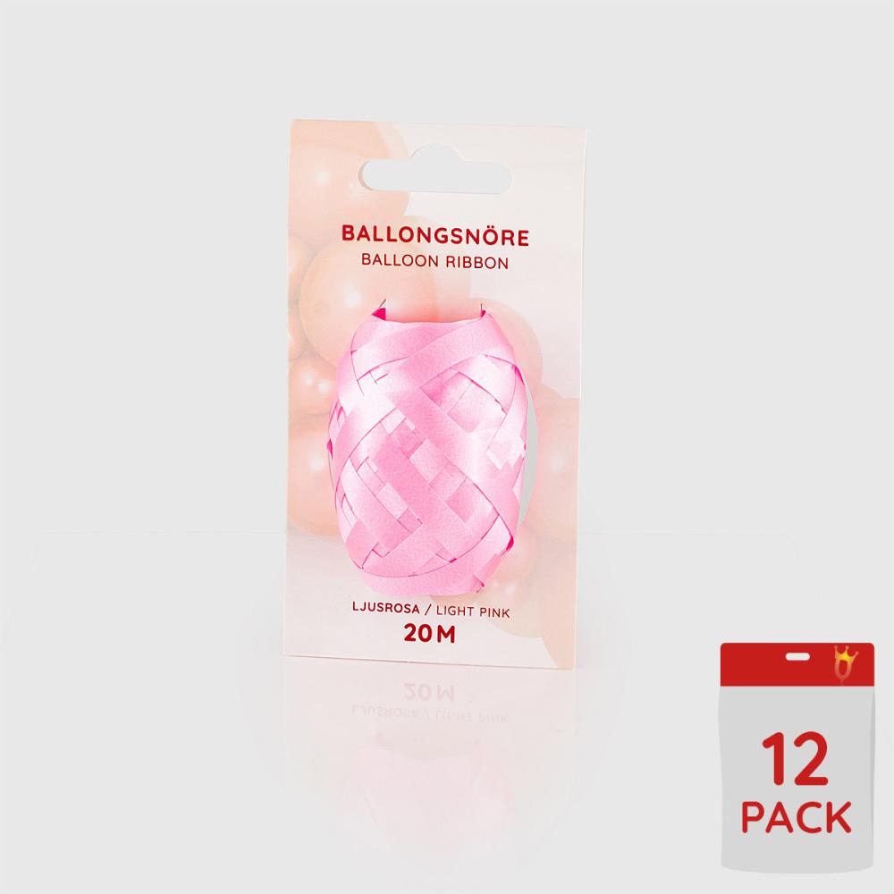 Ballongsnören - Ljusrosa 20m - 12-pack