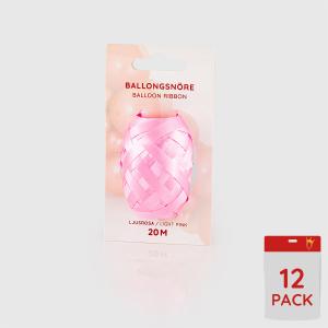 Ballongsnören - Ljusrosa 20m - 12-pack