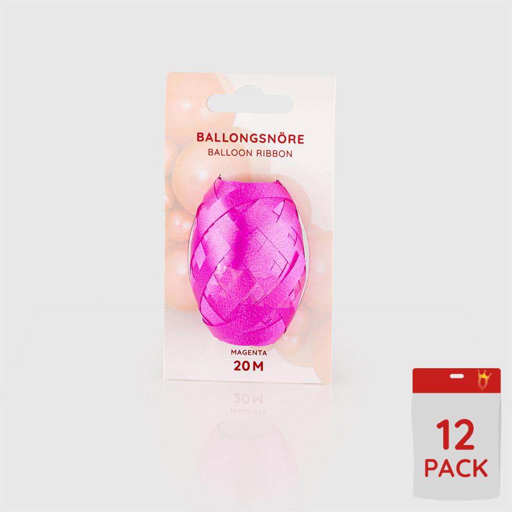 Ballongsnören - Magenta 20m - 12-pack